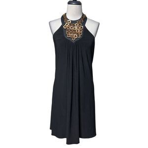 Linda Segal Vintage Summer Dress Enbellished Halter Mini Dress Size M